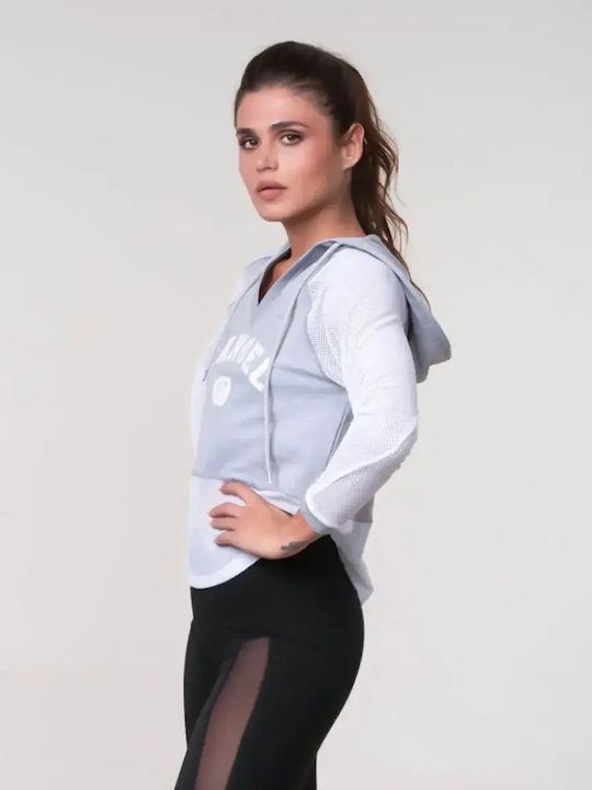 Блуза Худи Мрежа Сив Размер L XL Сив