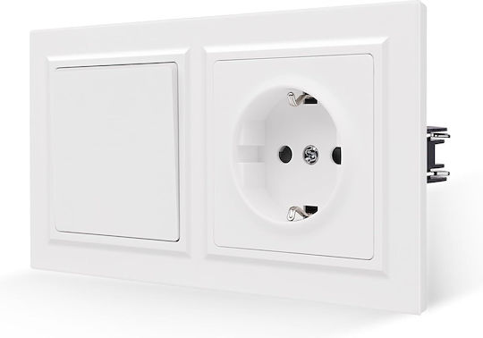 Single Walled Power Socket with Switch White