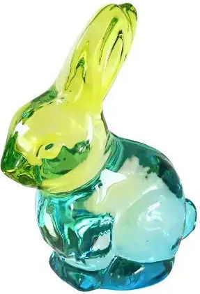 Iepuraș De Cristal Din Sticlă Albastră 6x5x12 Cm Vopsit Cu Spray