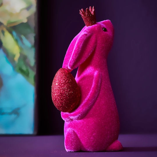 Iepure Cu Ou Magenta Din Plastic Cu Catifea