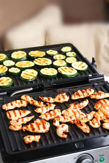Blaupunkt GRS701 Tabletop Electric Grill Ribbed Plate 2000W with Lid and Adjustable Thermostat 34cmx23cmcm