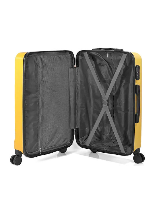 Benzi Cabin Travel Suitcase Hard Yellow with 4 Wheels Height 55cm