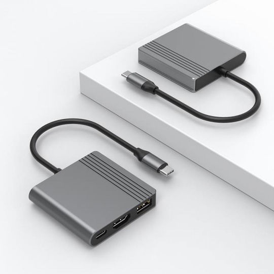 Cablexpert USB-C Docking Station με HDMI 4K Γκρι (A-CM-COMBO3-05)