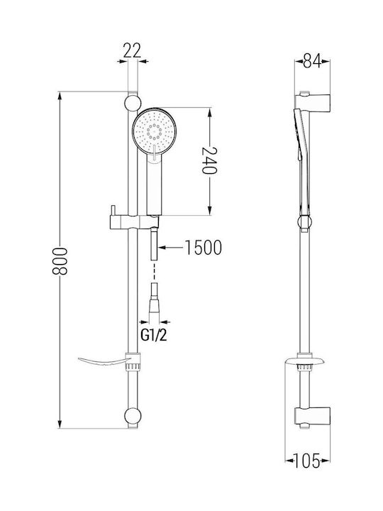 Mexen Thermostatic Bathtub Mixing Faucet Complete Set White