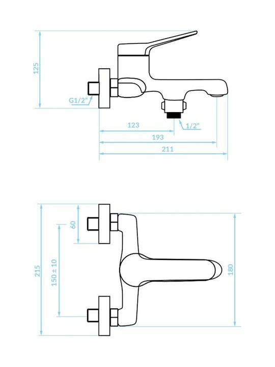 Kuchinox 010d Mischbatterie für Badewanne Thermostatisch