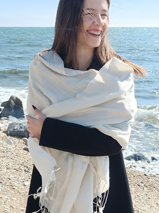 Women's Silk Shawl White