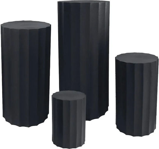 Wooden Display Stand Set/4 Black XL:φ39x81 L:φ34x66 M:φ29x51 S:φ24x36cm 1/box
