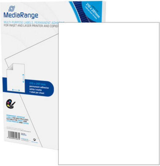 MediaRange 50 Self-Adhesive Rectangular A4 Labels 210x297mm