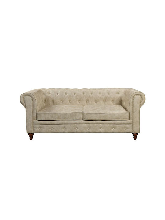 Chesterfield Τριθέσιος Καναπές Μπεζ 190x82x77εκ. Ε942,31