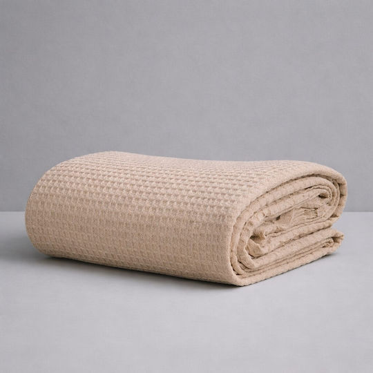 Astron Italy Waffle Single Hotel Blanket Hotel Pique Blanket Beige 165x245cm