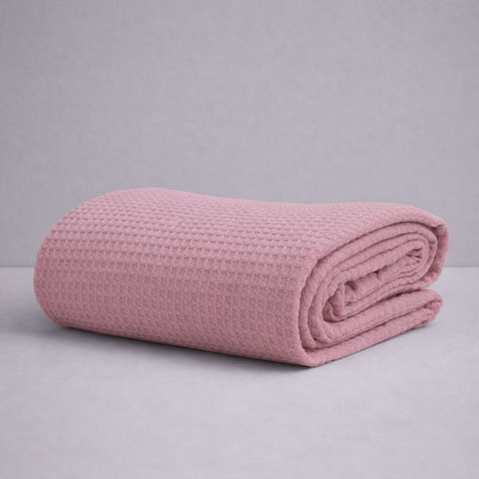 Astron Italy Waffle Single Hotel Blanket Hotel Pique Blanket Pink 165x245cm