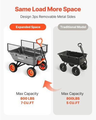 Dump Garden Cart for Log Transport Plastic with Maximum Load Capacity 362kg