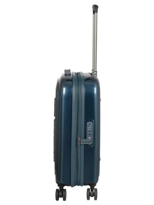 Mandarina Duck Logoduck Cabin Hard Suitcase Blue Metallic with 4 Wheels Height 55cm