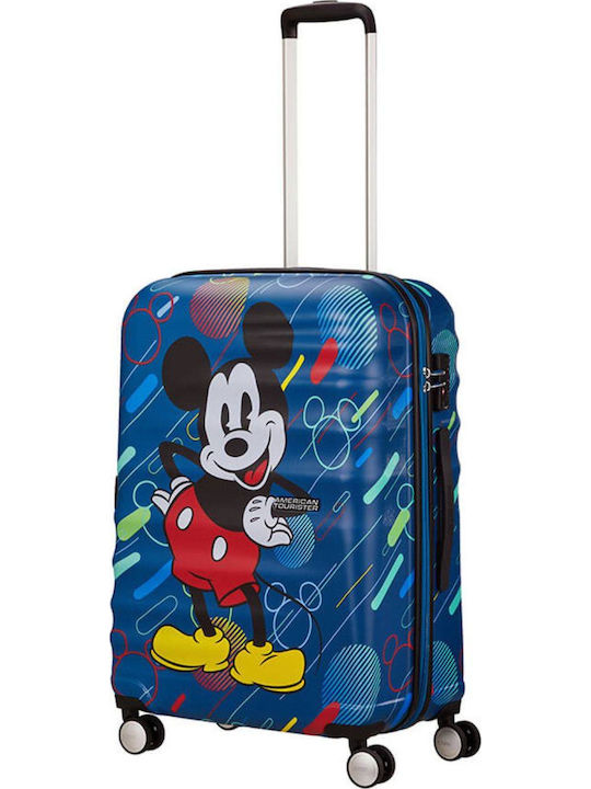 American Tourister Wavebreaker Kids Medium Hard Suitcase Blue with 4 Wheels Height 67cm