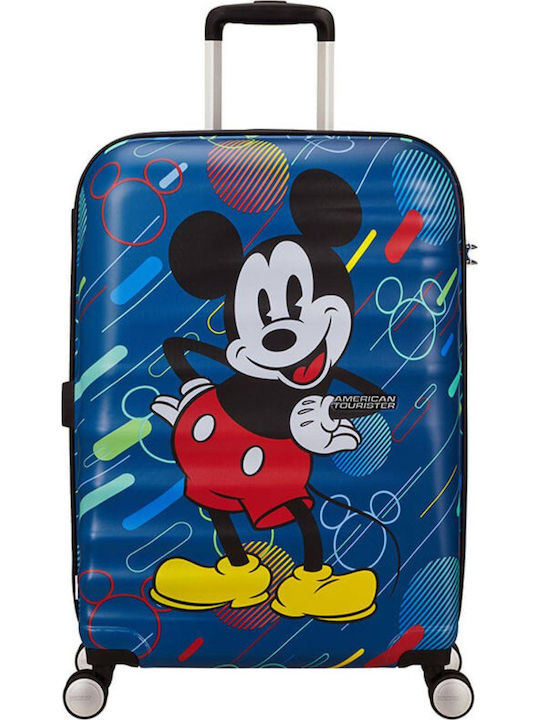 American Tourister Wavebreaker Kids Medium Hard Suitcase Blue with 4 Wheels Height 67cm