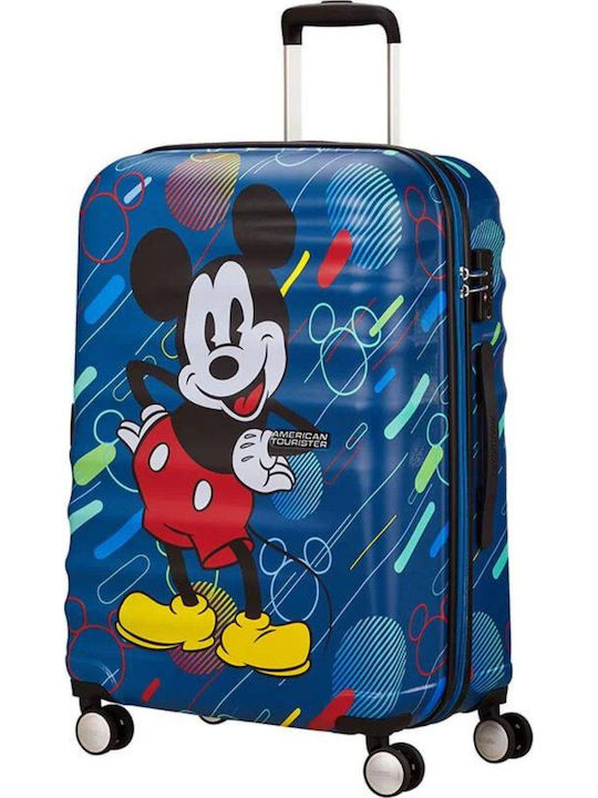 American Tourister Wavebreaker Kids Medium Hard Suitcase Blue with 4 Wheels Height 67cm