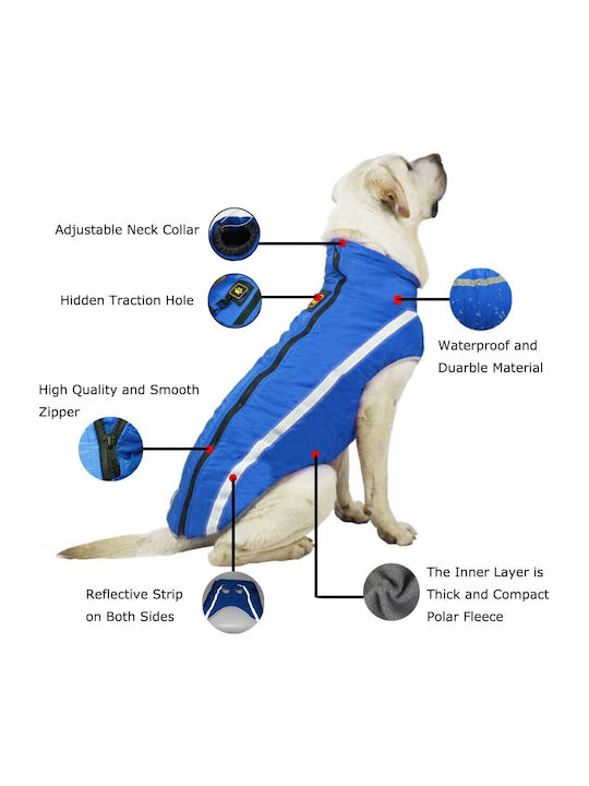 Animal Dog Coat Waterproof Windproof Blue With Back Length 72 cm