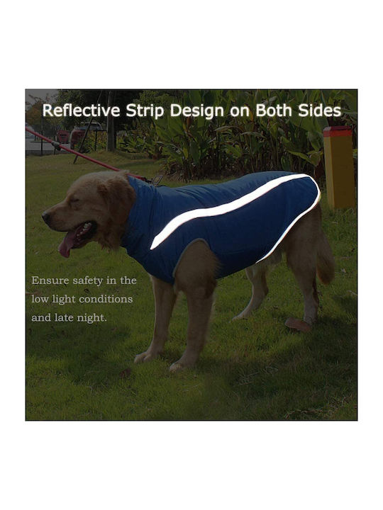 Animal Dog Coat Waterproof Windproof Blue With Back Length 72 cm