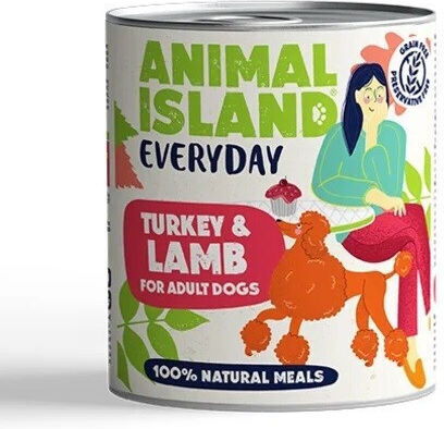 Animal Island Υγρή Τροφή Σκύλων σε Κονσέρβα με Γαλοπούλα και Αρνί χωρίς Σιτηρά & Γλουτένη 800gr