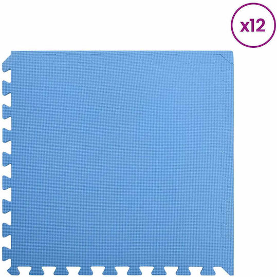 vidaXL Δάπεδα Παζλ Γυμναστηρίου Μπλε 60x60x1cm 12τμχ