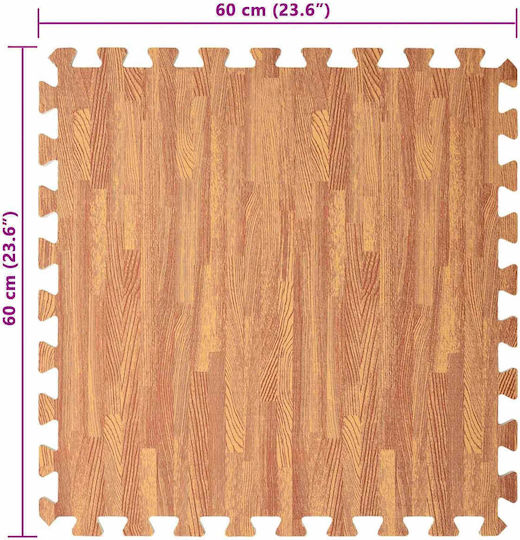 vidaXL Δάπεδα Παζλ Γυμναστηρίου Καφέ 60x60x1cm 12τμχ