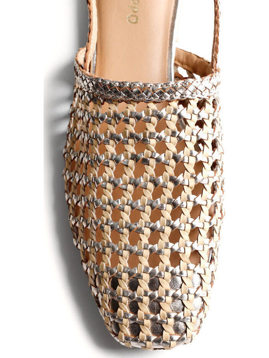 Leather Women's Flat Sandals Gold