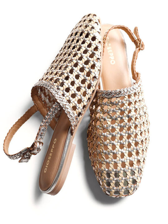 Leather Women's Flat Sandals Gold