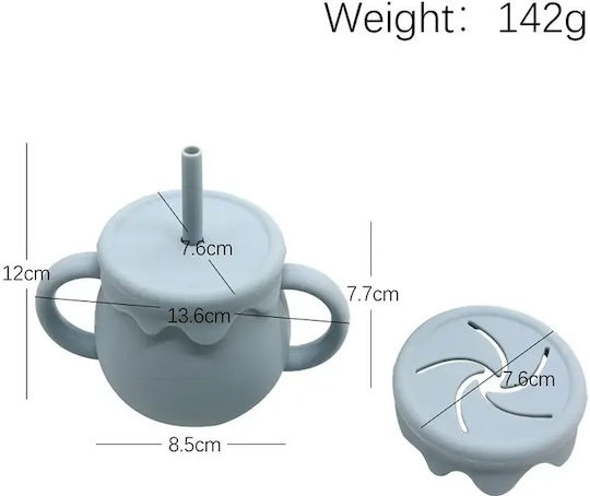 Pahar Din Silicon Cu Două Mânere 2 1 Honey Greyblue