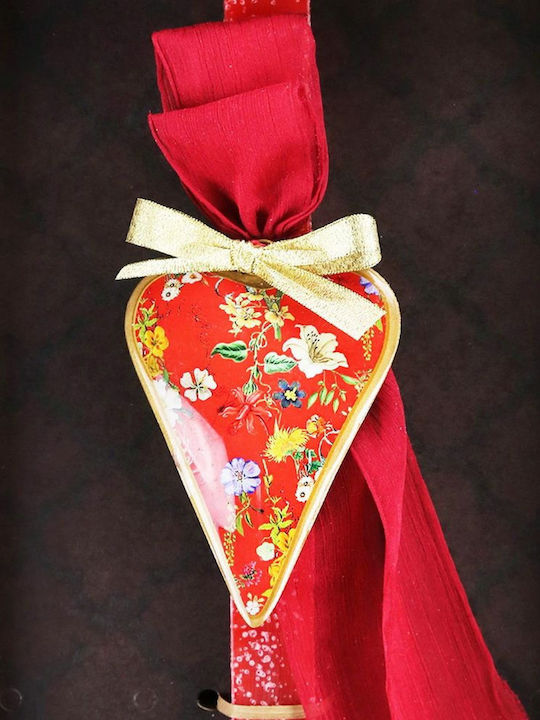 Easter Candle Round Floral Red