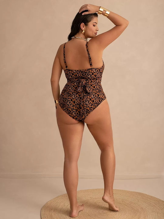 One Piece Swimsuit For Large Bust Animal Print Leo