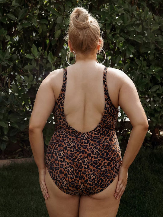 Costum De Baie Întreg Cu Spate Deschis Animal Print Leo
