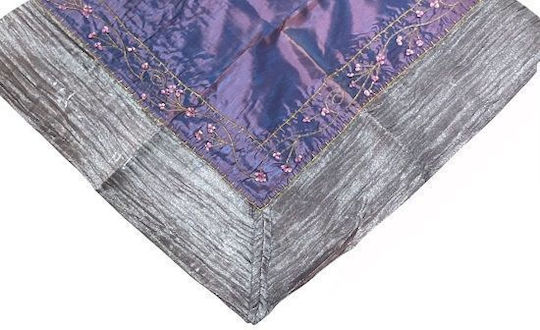 Limneos Checkered Tablecloth Purple-Silver 100x100cm
