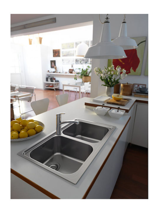Franke Line Llx 620 Ένθετος Νεροχύτης Inox Σαγρέ Μ79xΠ50cm Ασημί