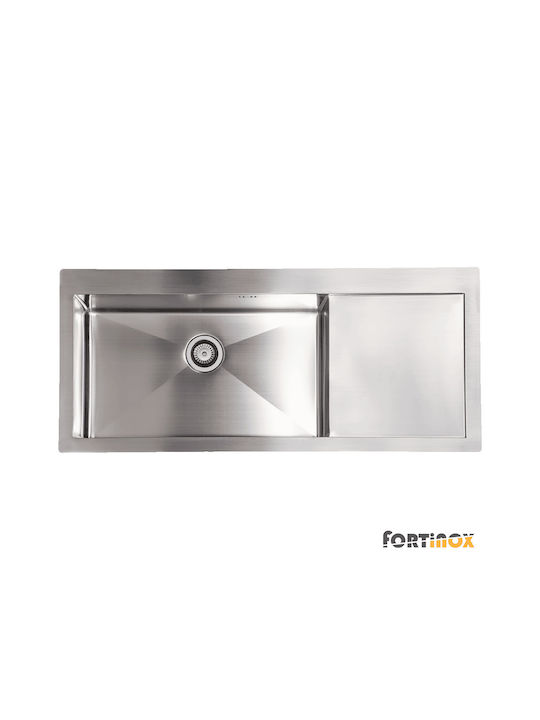Fortinox Squadro Ένθετος Νεροχύτης Δεξιός Inox Σατινέ Μ116xΠ51cm Ασημί