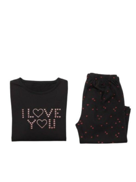 Soccus Set Pijamale Dama De Iarnă Din Bumbac Negru