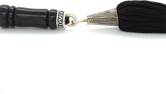 Worry Beads Horn Black Graven with Tassel 21 Beads