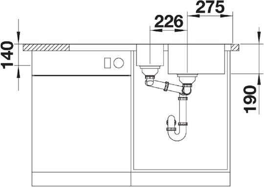 Blanco Drop-In Sink Inox Brushed with Faucet W100xD50cm Silver