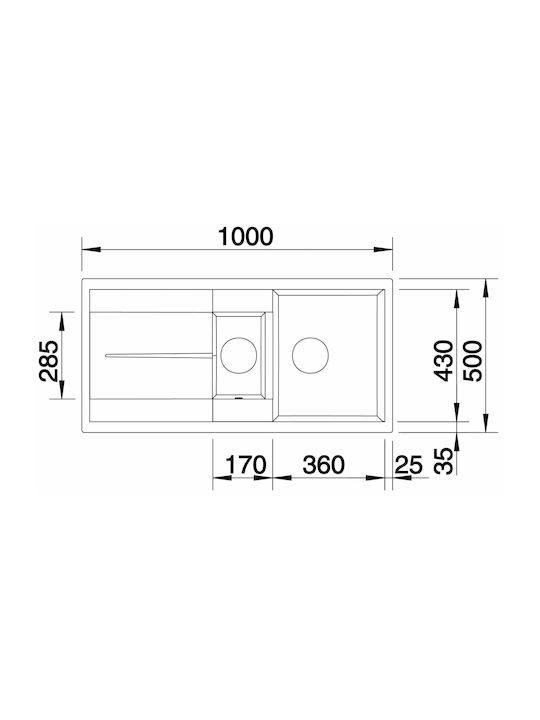 Blanco Drop-In Chiuvetă din Granit Sintetic cu robinet L100xW50cm Gri