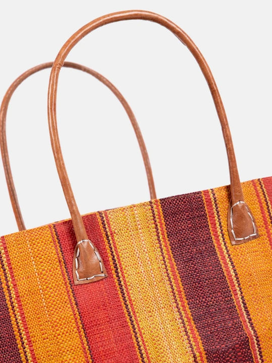 Raffia Große Rattan Damenhandtasche Handtasche Orange