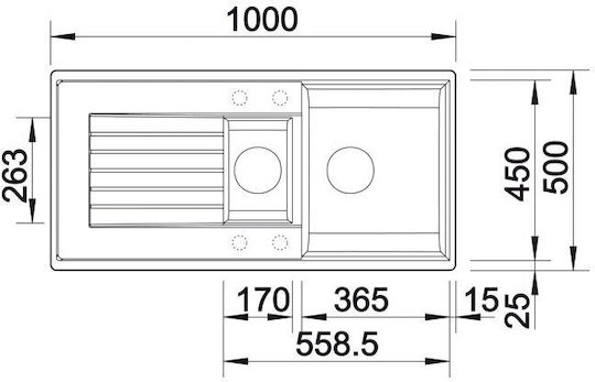 Blanco Drop-In със смесител Μ100xΠ50см Черно Blanco Drop-In със смесител Μ100xΠ50см Черно