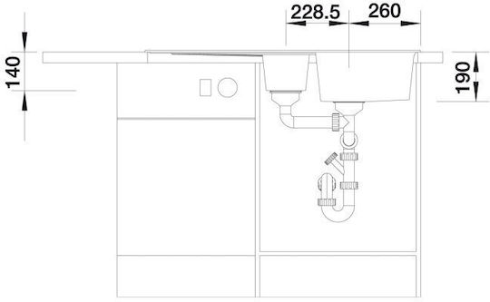 Blanco Silgranit Puradur Drop-In Kitchen Sink made of Liquid Granite 100x50cm Black