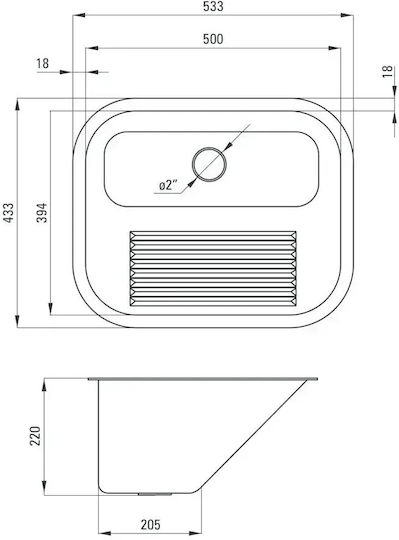 Deante Sub masă Chiuvetă Inox L45xW55cm Gri