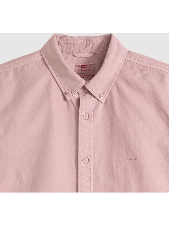 Kurzärmeliges Herrenhemd in Breite Linie Rosa