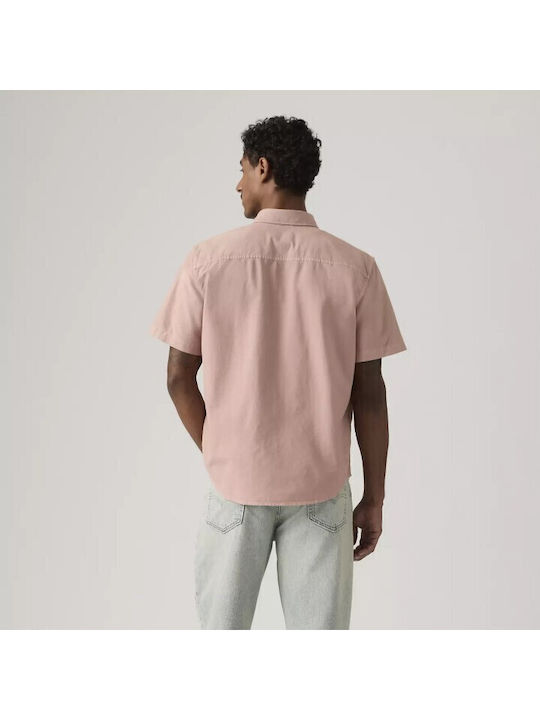 Kurzärmeliges Herrenhemd in Breite Linie Rosa