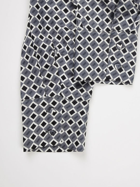 Langärmeliges Damen-Satin-Hemd Grau