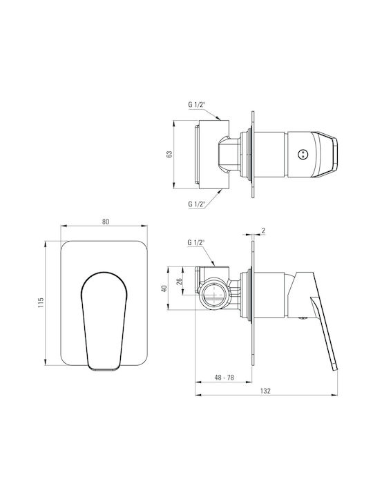 Deante Built-in Faucet Mixer for Shower Black
