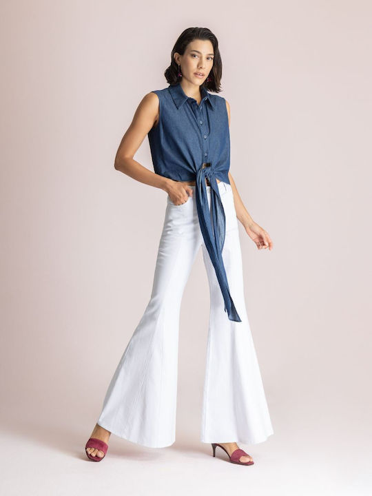 Sleeveless Women's Shirt Dark Blue