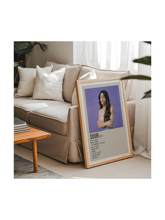 Music Poster Sour Olivia Rodrigo Ms607 30cm X 40cm Premium Black Wooden Frame