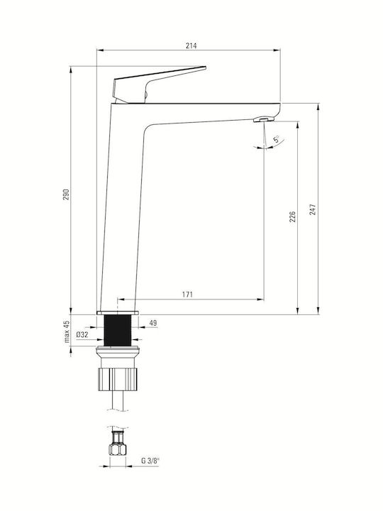 Deante Mixing Tall Sink Faucet Silver
