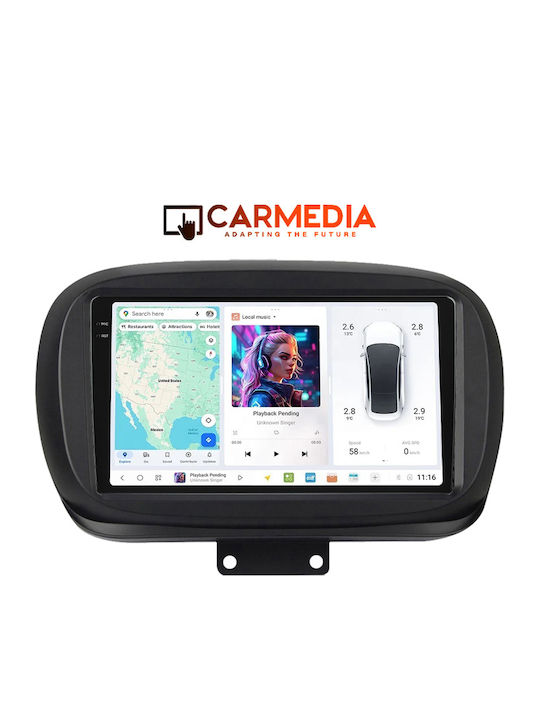 Carmedia Auto-Audiosystem für Fiat 500X 2014 (Bluetooth/USB/AUX/WiFi/GPS/Apple-Carplay/Android-Auto) mit Touchscreen 9.5"